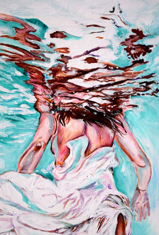 Floating / 90 cm x 50 cm modern Underwater Art