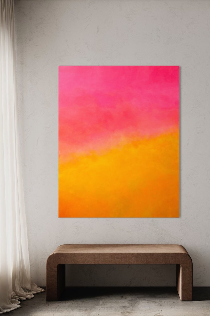 Organic Abstract Acrylic Painting By Viva Hanu, 47 X 59", Mango Tonic, Original Artwork