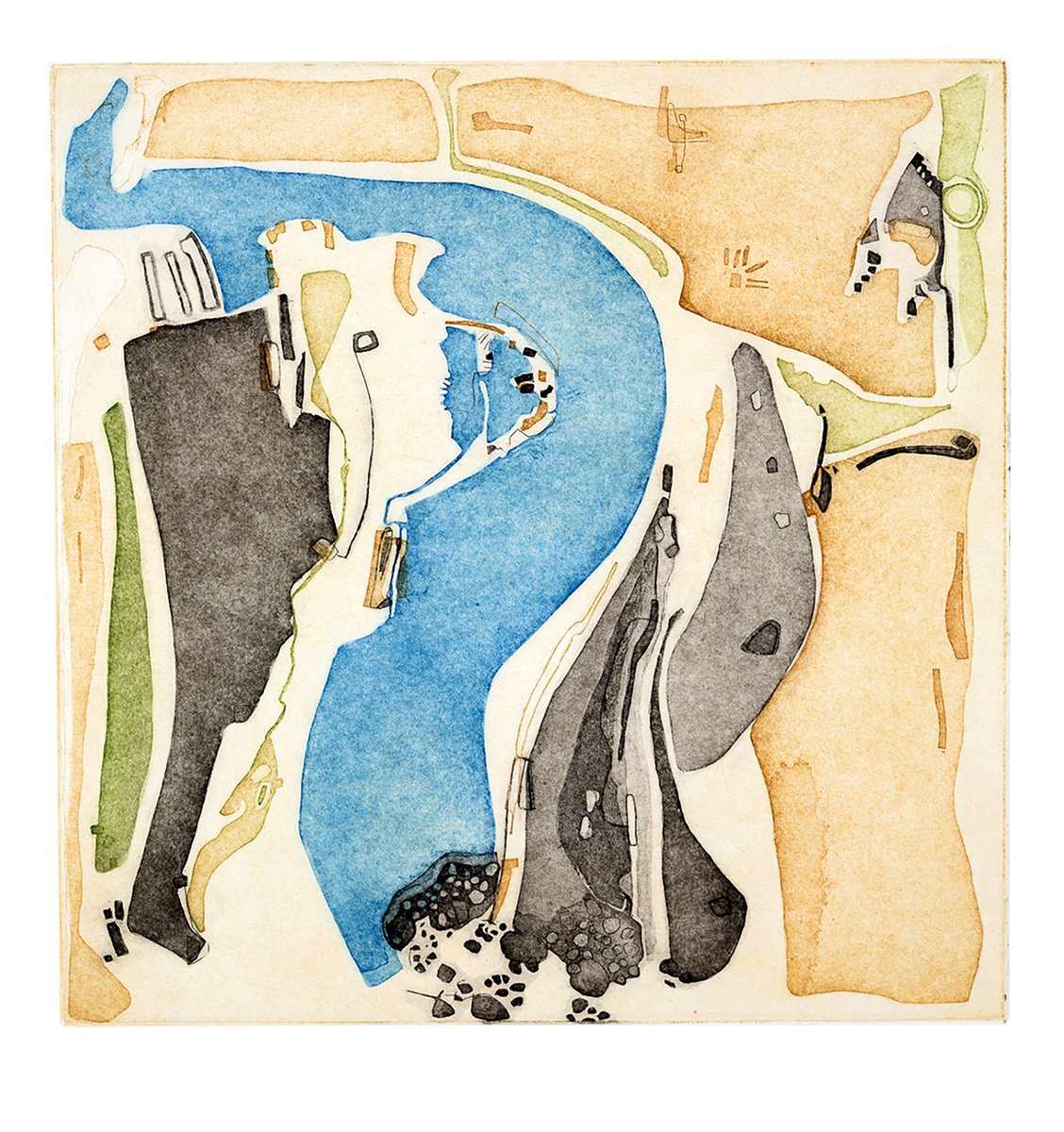 Transport Etchings & Engravings By Heike Roesel, 14 X 14, Heike Roesel Waterways2, Etching, Edition Of 8 In Variation, Artfinder