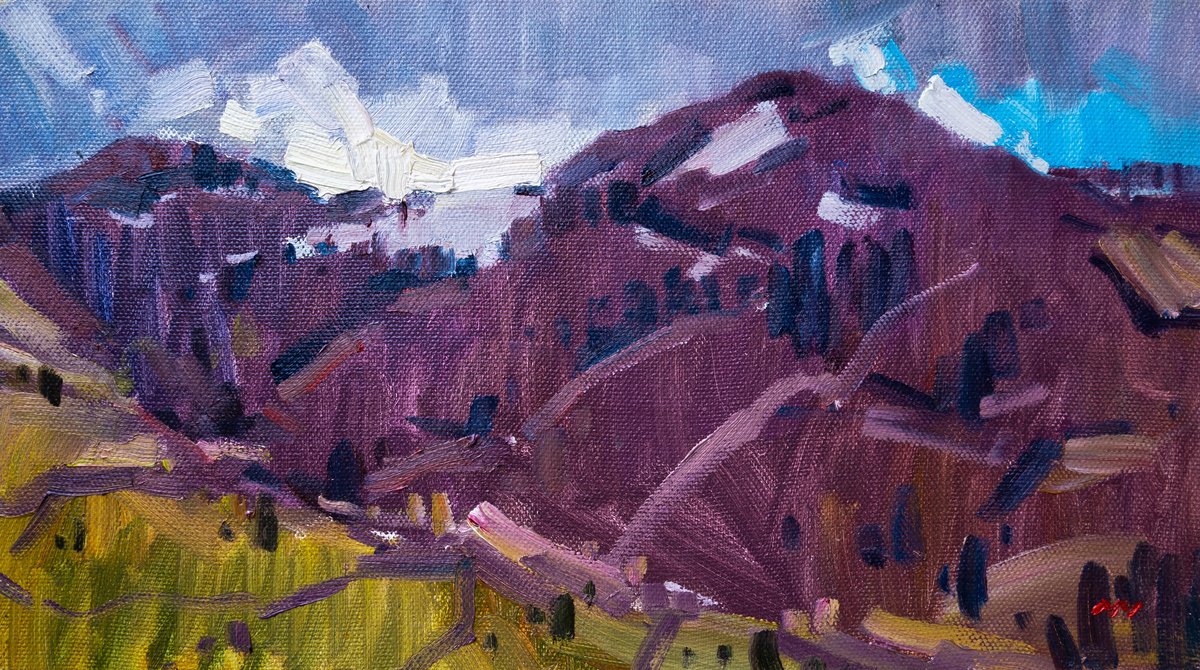 Expressive Landscape Oil Painting By Vasyl Moldavchuk, 19 X 10", Early Spring, Original Artwork