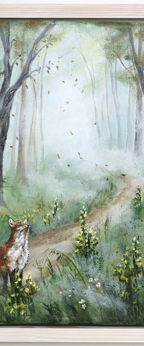 Fox in the Rustling Woods framed by Katerina Koroleva