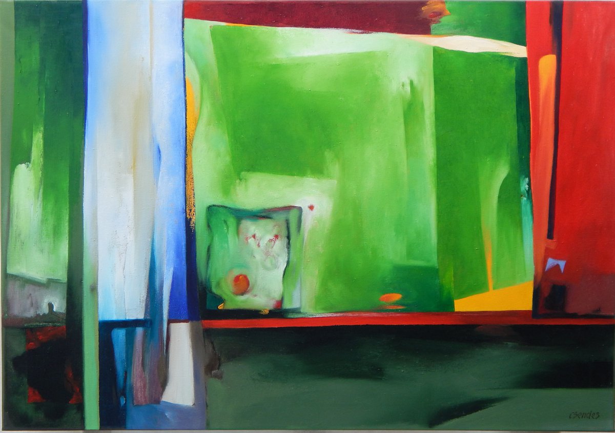 Expressive Abstract Oil Painting By Csaba Csendes, 39 X 28, Play Is Free !, Original Artwork