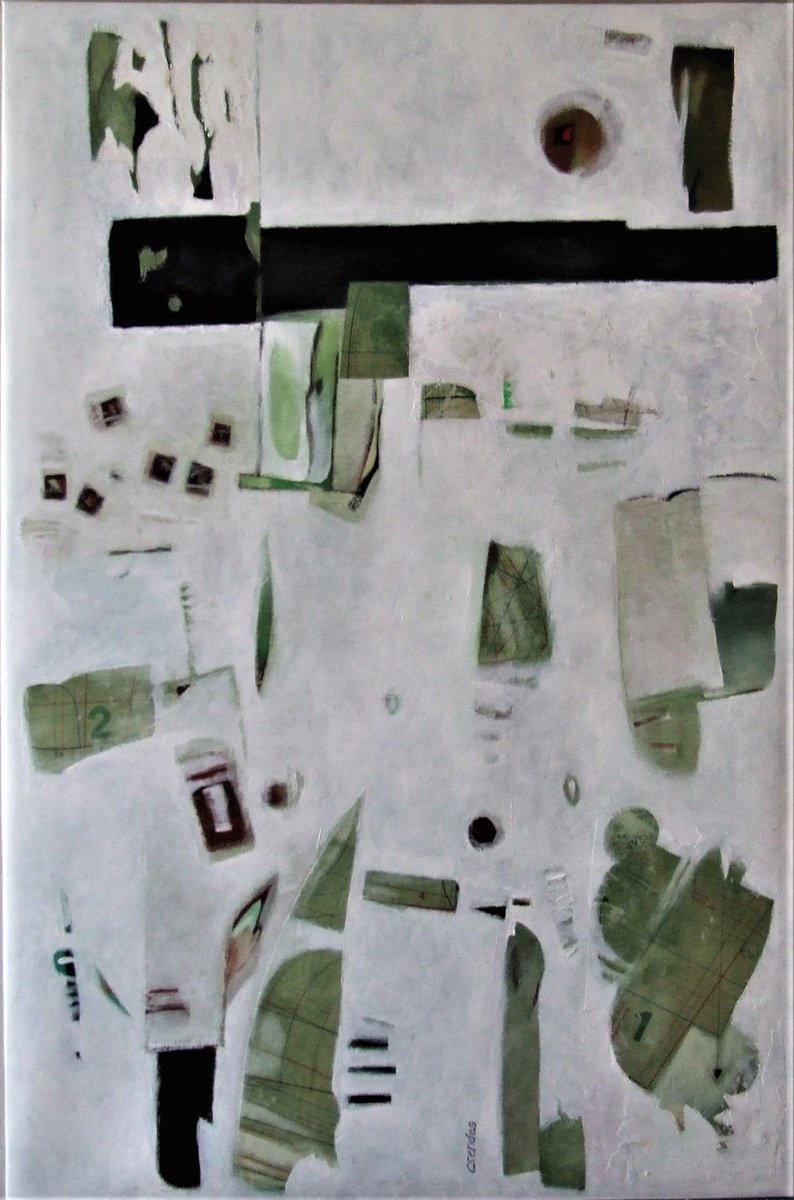 Abstract Oil Painting By Csaba Csendes, 24 X 37, Mi?zeumok i?jszakaja, Original Artwork