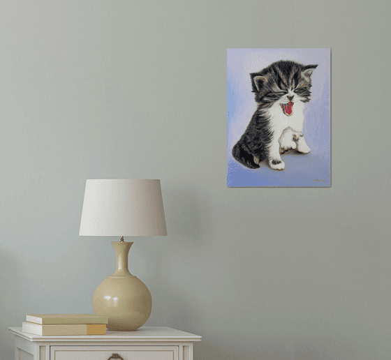 Meow! - original oil painting, cat painting, home decor, gift, wall art, art for sale, artfinder art