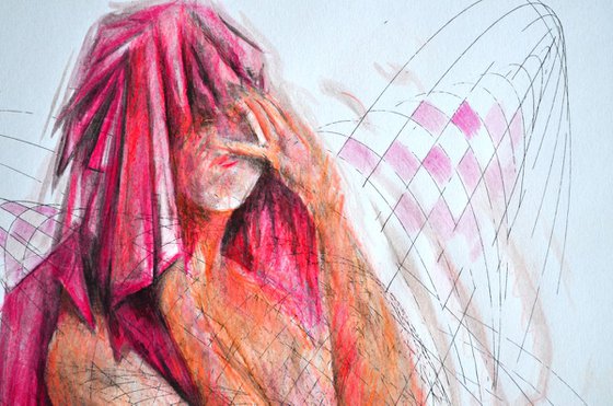 Naked Veil - Vibrations Mixed Media Modern New Contemporary Figurative Art