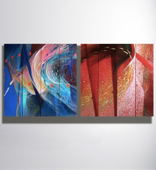 "Blue + Red" diptych by Marya Matienko