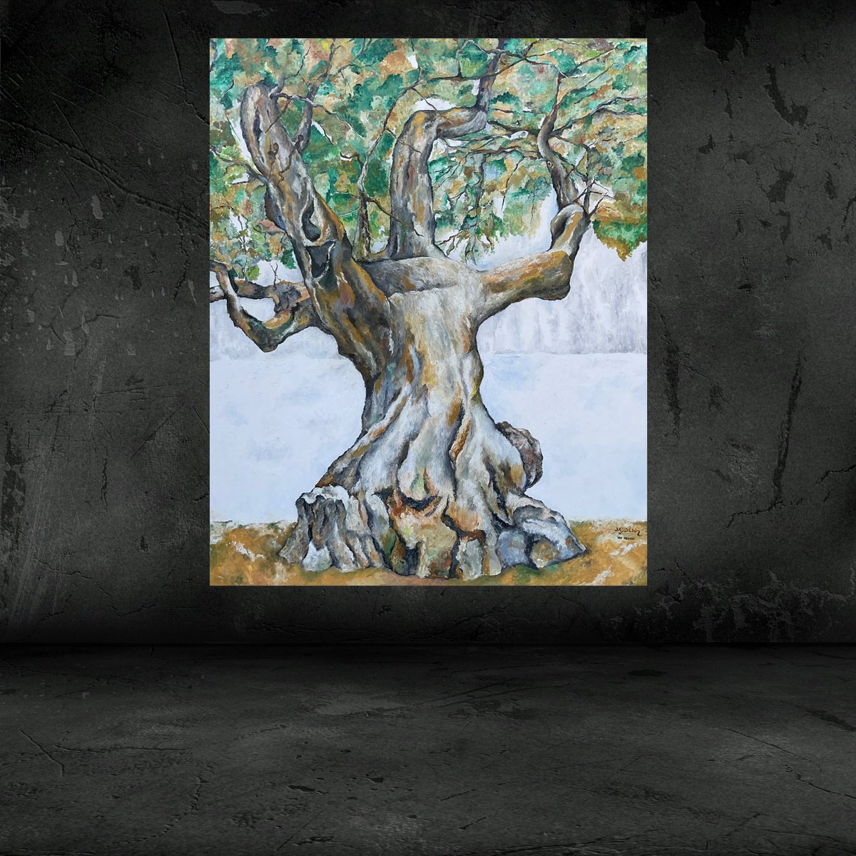 Botanical Oil Painting By Jg Wilson, 39 X 48, Old Tree, Original Artwork