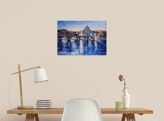 "Rome", city landscape, St. Angelo Bridge, Italy