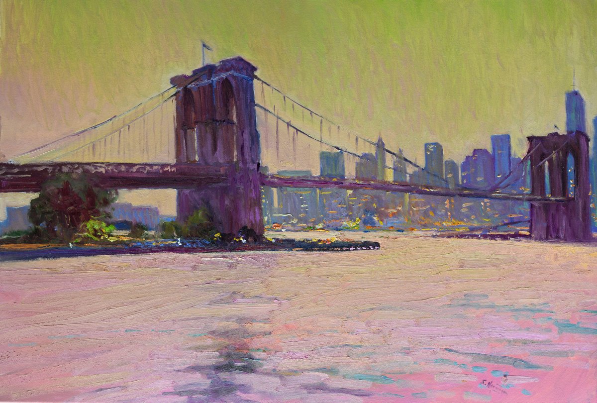 Brooklyn Bridge. Sunrise By Suren Nersisyan, 36 X 24, Artwork For Sale On Artfinder
