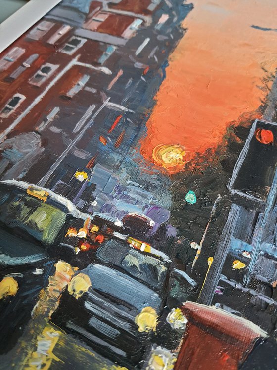 Fulham road sunset, London