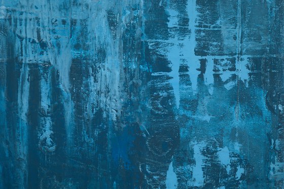 Blue Sea Tie-Dye Wabi-Sabi #8 48x36" abstract by Bo Kravchenko