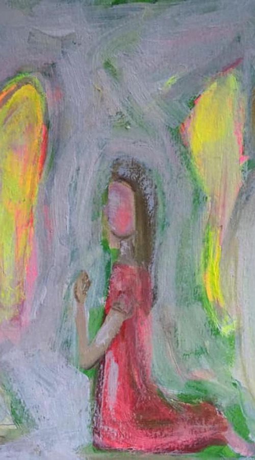 Angels are real - girl praying - spiritual - religious - Angels Watching over you child by Sharyn Bursic