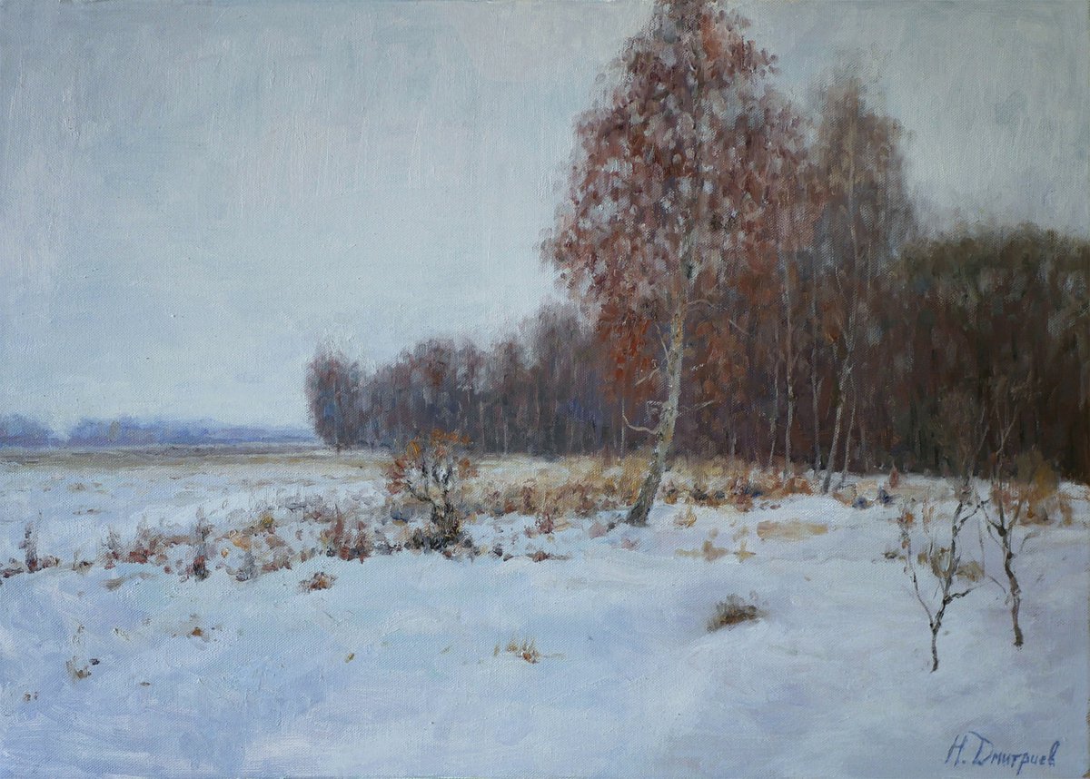 Winter landscape painting by Nikolay Dmitriev