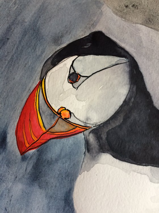 Bird portrait of a puffin  - Gift idea for bird lover