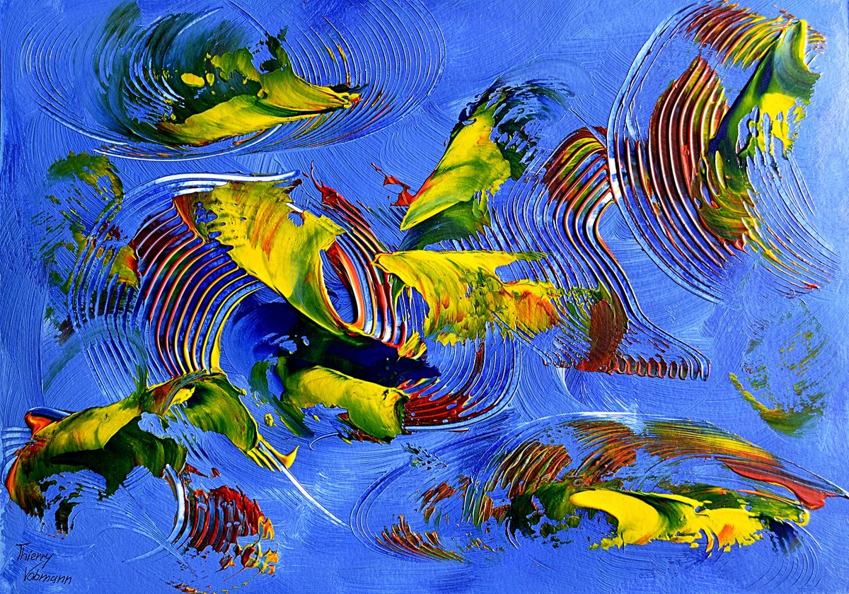 Abstract Acrylic Painting By Thierry Vobmann. Abstract ., 17 X 12", Ideal Gift 93, Original Artwork