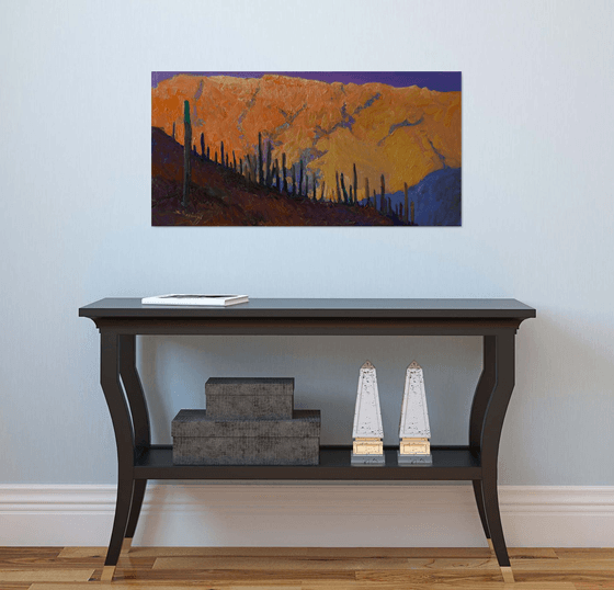 Saguaros in Desert, Evening