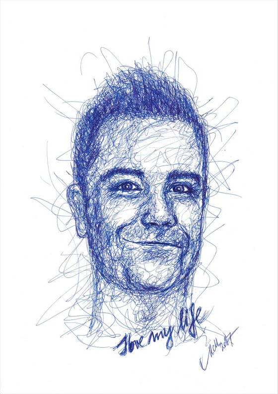 Robbie Williams - original blue line drawing
