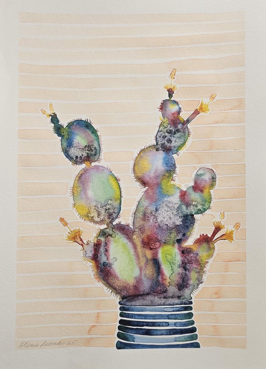 Expressive Botanical Watercolour By Olena Kosenko, 12 X 17", Desert Daydream, Original Artwork