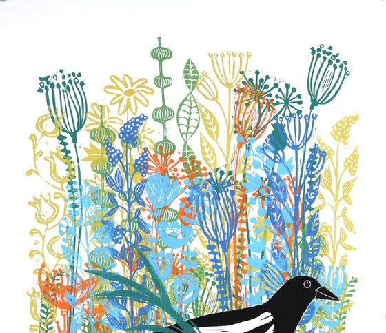 Magpies in the wildflowers