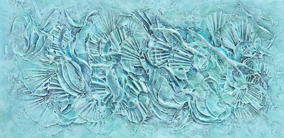 FOREVER IN A MOMENT. Abstract Blue, Teal Textured Painting