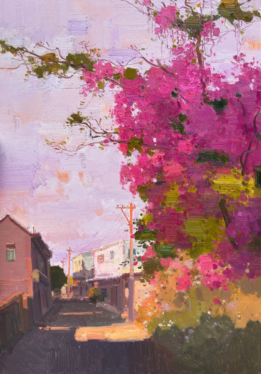 Impressionistic Landscape Oil Painting By Jianzhe Chon, 28 X 39, Preparation For Spring 235, Original Artwork