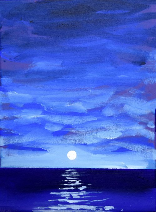 Blue Sky Haze seascape painting by Stuart Wright