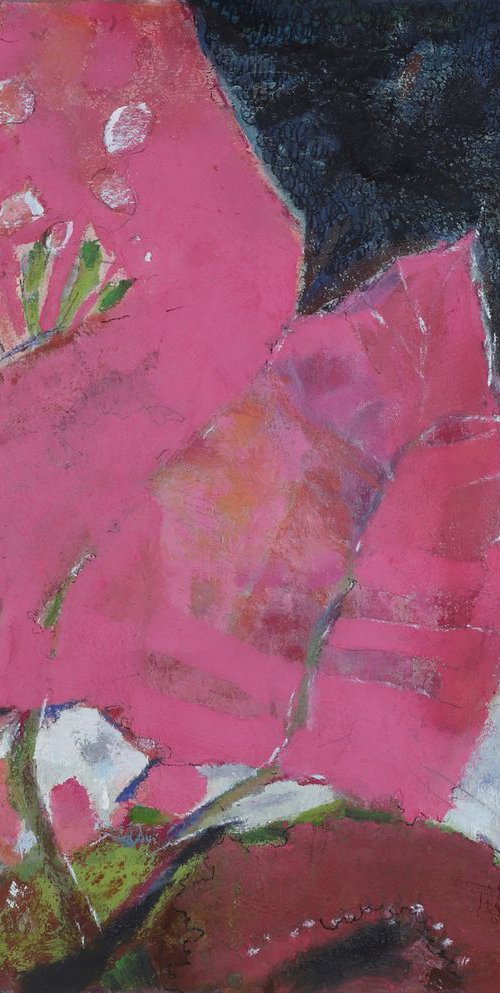 LARGE 43x36 Pink Bougainvillea Abstract Contemporary Art by Bo Kravchenko