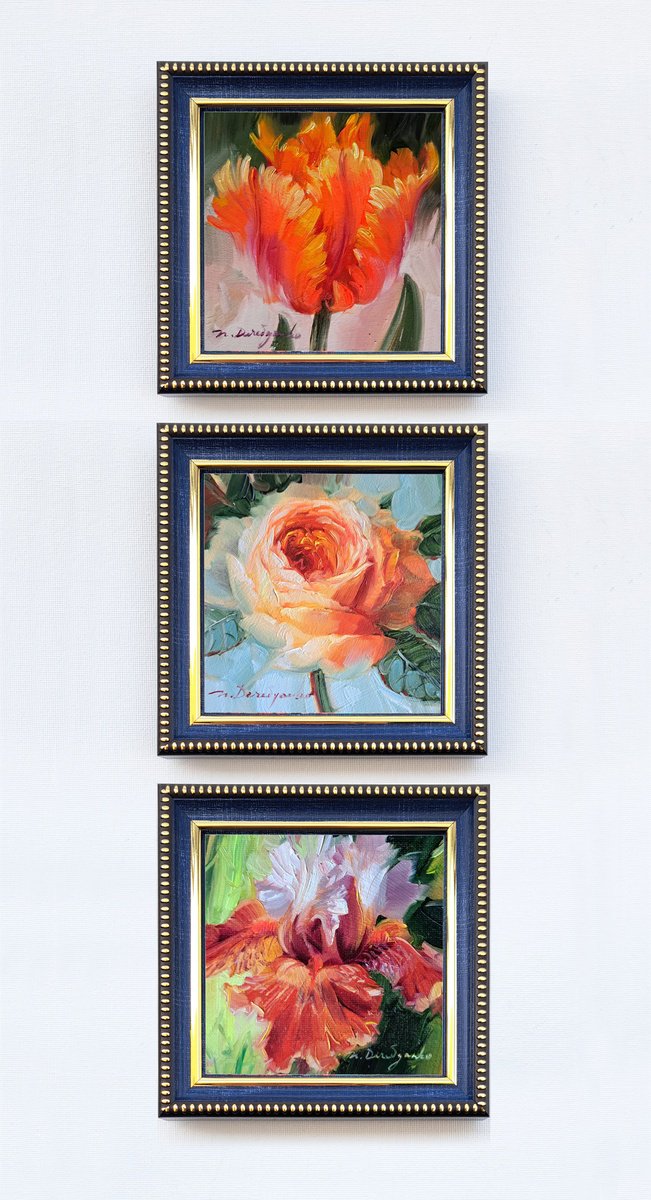 Impressionistic Botanical Oil Painting By Nataly Derevyanko, 5 X 5", Sunshine, Original Artwork