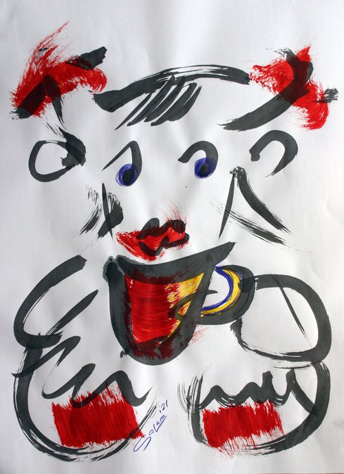 Tea Time 5 / From a series of emotionally expressive... /  ORIGINAL PAINTING by Salana Art Gallery
