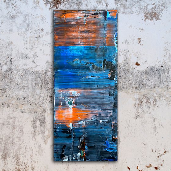 "Tower Of Ghosts" - FREE USA SHIPPING - Original PMS Abstract Acrylic Painting On Reclaimed, Upcycled Wood - 20" x 48"