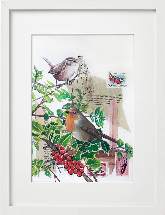 The Robin and the Wren -  Framed ready to hang original artwork