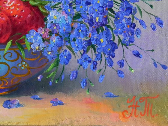 "In a blue vase" Oil on canvas Original art Kitchen decor