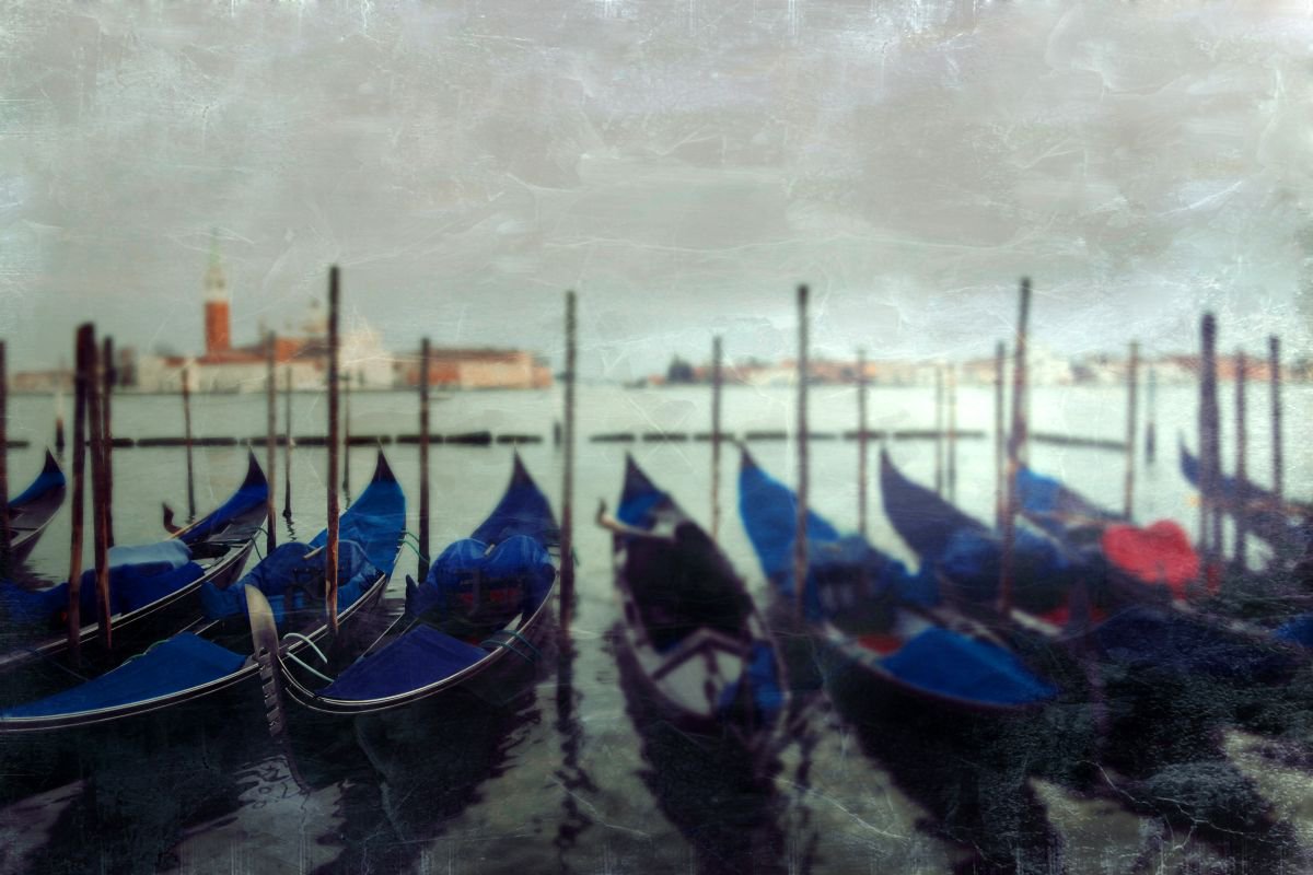 Blue gondolas at sunset - Giclee limited editon by Nadia Attura