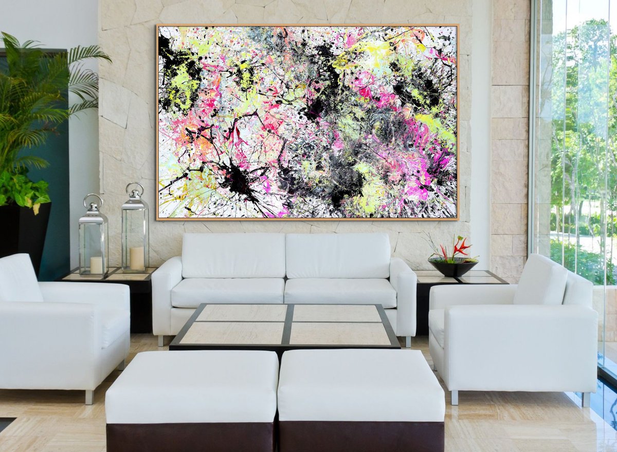 Organic Abstract Acrylic Painting By Estelle Asmodelle, 78 X 50, When Worlds Collide, Original Artwork