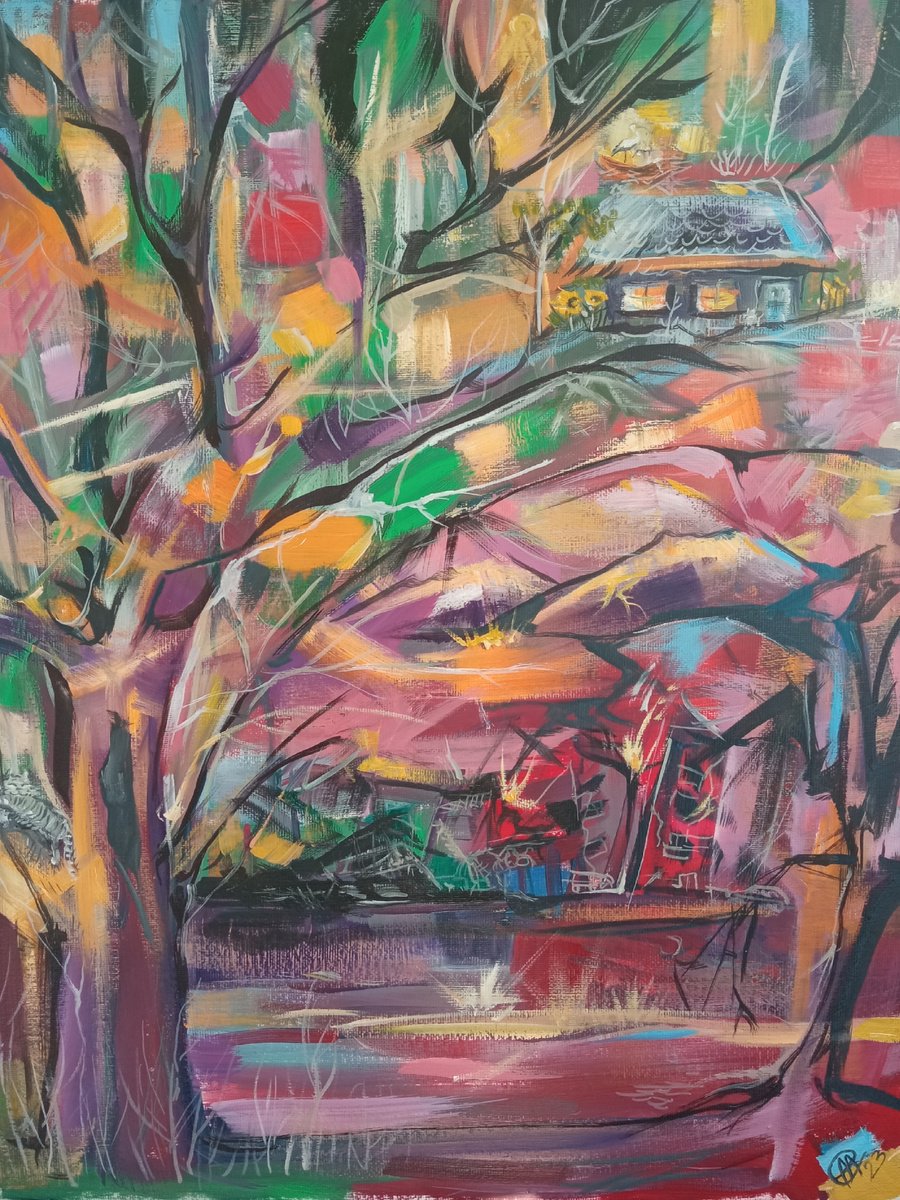 Impressionistic Landscape Oil Painting By Alina Skorokhod, 14 X 20, Nova Kakhovka Brocken Dam, Original Artwork