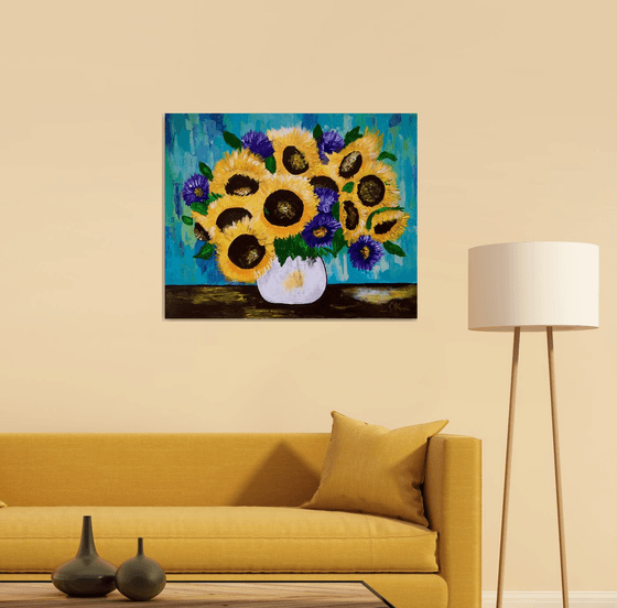 August inspired Sunflowers still life