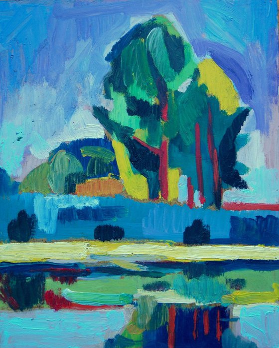 Blue landscape / 25 x 20 cm