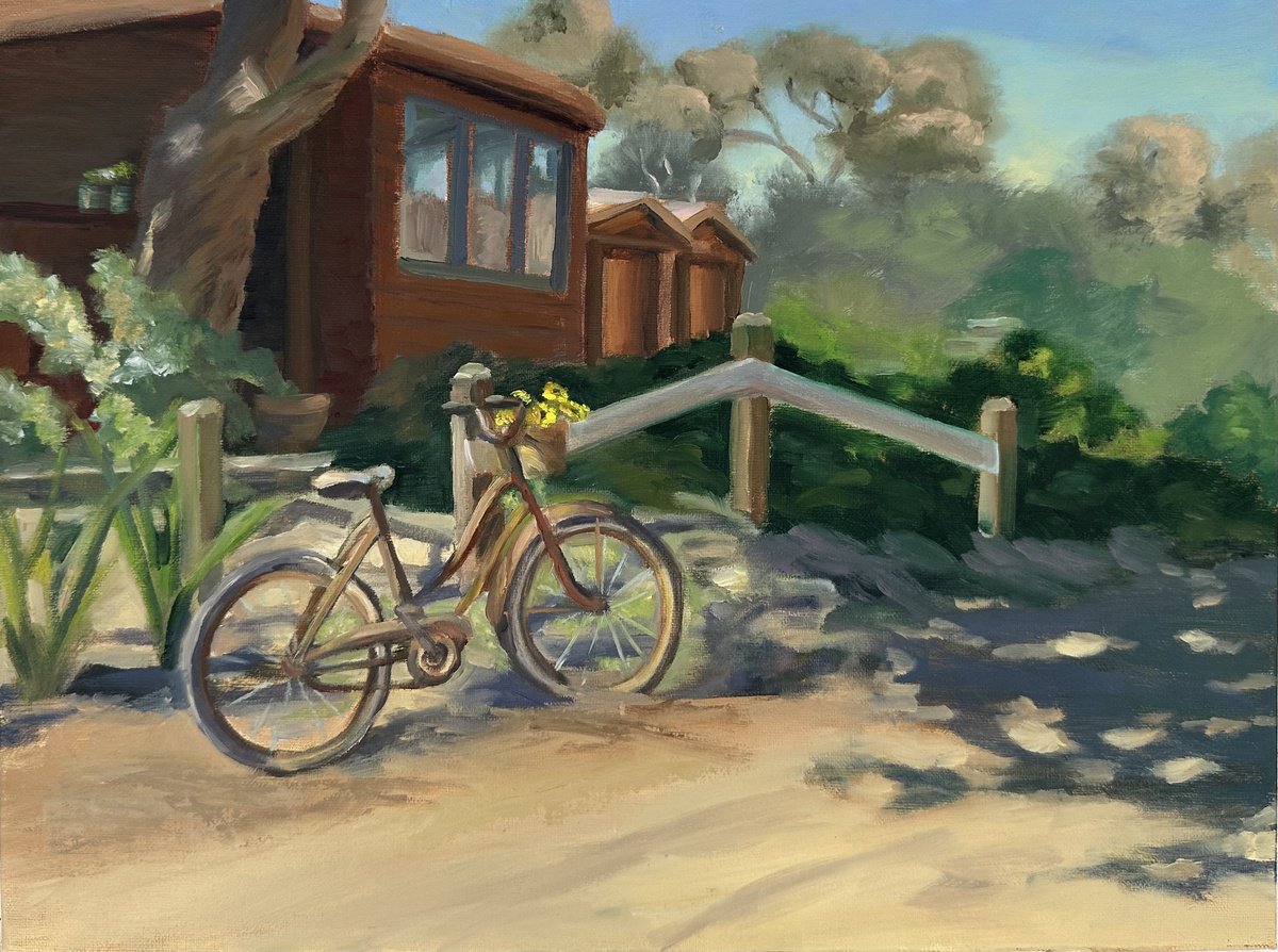 Impressionistic Landscape Oil Painting By Grace Diehl, 10 X 8, Parked In The Sun, Original Artwork