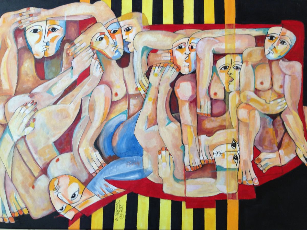 Abstract Portrait Acrylic Painting By Abdelrahman Shamieh, 28 X 20, Abstract 3, Original Artwork