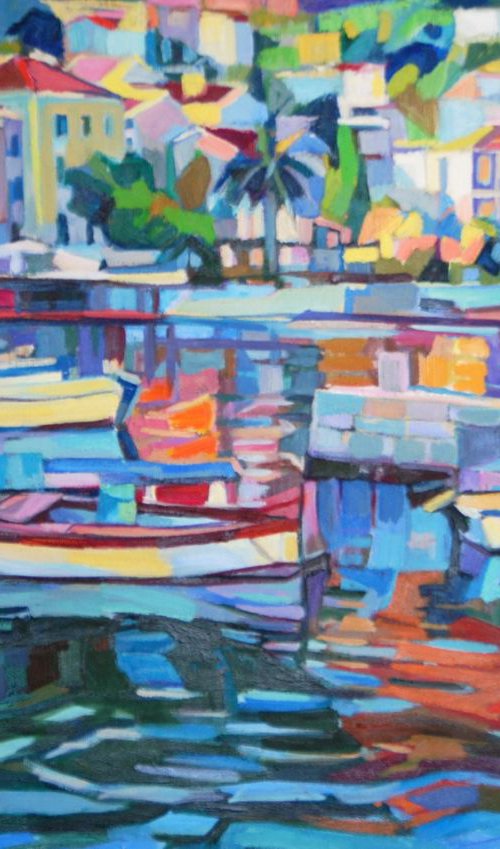 White boats in the port-SEASCAPE by Maja Đokić Mihajlović