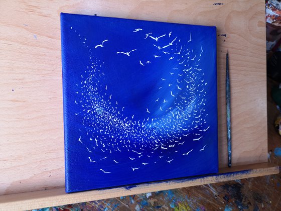 Soul Birds I - seascape, blue, small, gorgeous