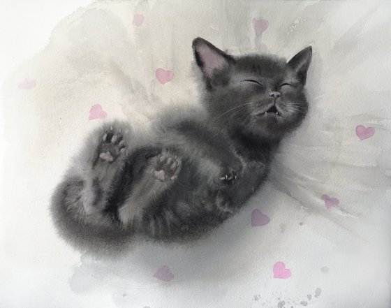 Dreaming Black Kitten