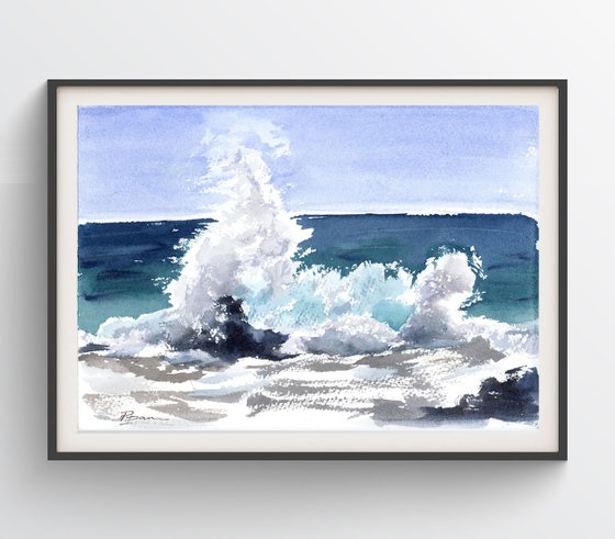 Wave crash on rock - triptych