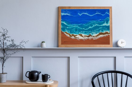 Tropical golden beach - original resin seascape