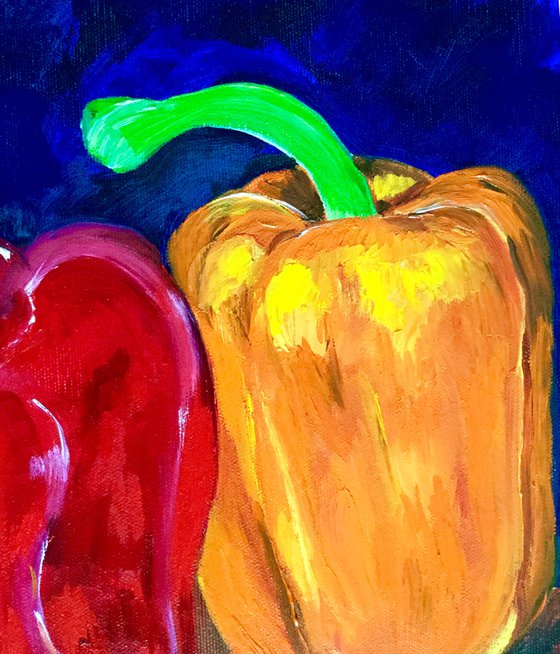 Still life with Peppers original oil painting