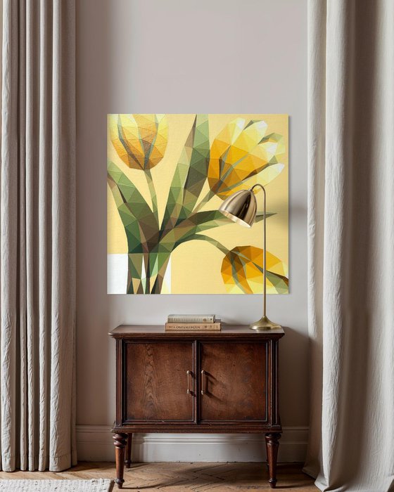 YELLOW SUNNY TULIPS IN A VASE