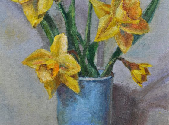 Yellow daffodils original oil painting