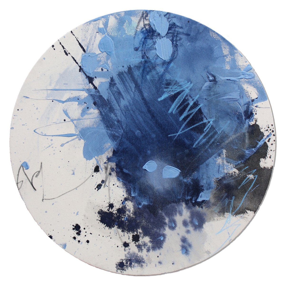 Abstract Painting By Daniela Schweinsberg, 16 X 16, Blue Hour Small (Tondo), Original Artwork