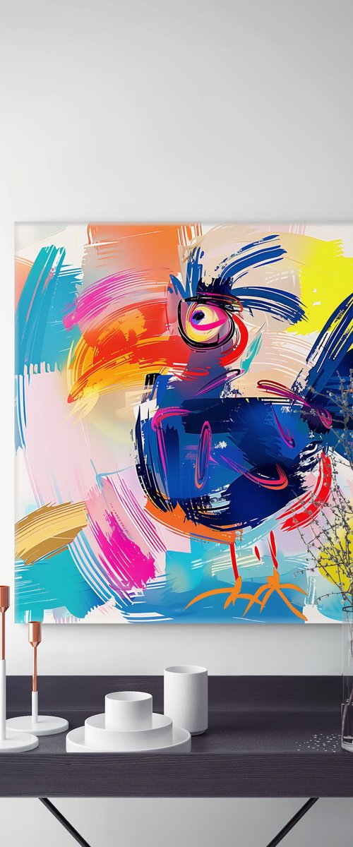 Abstract Bird in a Carnival of Color by Kristina Kalle