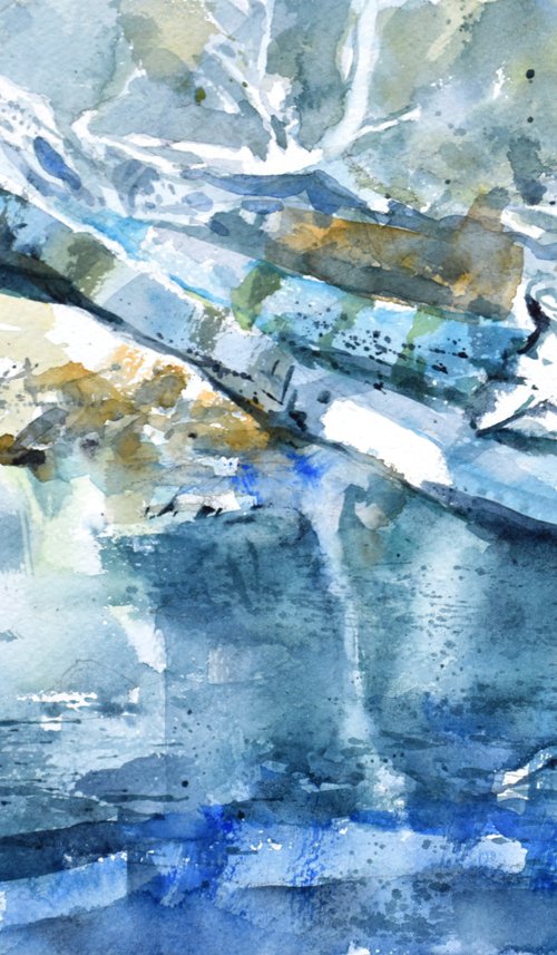 Felled trees over the river by Goran Žigolić Watercolors